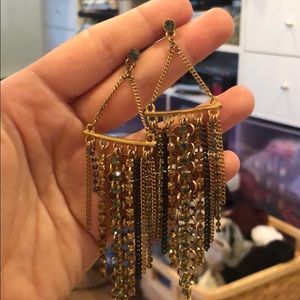 Lucky Brand Drop Rhinestone Chain Earrings